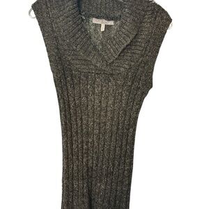 Gray Cowl Neck Sweater with Ribbed Knit